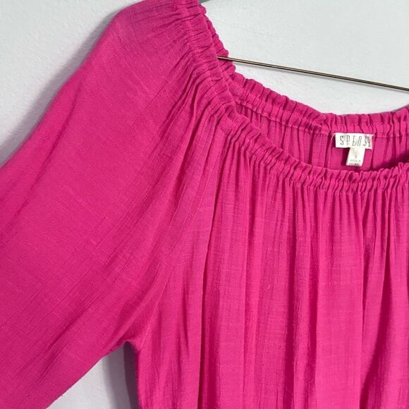 Spense | Women’s Elastic Scoop Neck Pink Top Blouse Tunic Boho Cottagecore Shirt - Picture 9 of 15